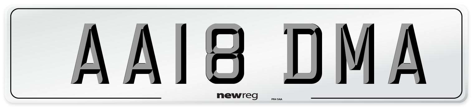 AA18 DMA Number Plate from New Reg